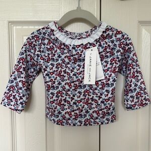 NWT Janie and Jack Baby Girl Red & Blue Floral Swim Top - Size 6-12 Months